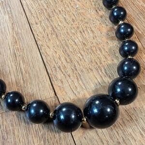 Retro Chic Black Beaded Statement Necklace 🌌🖤